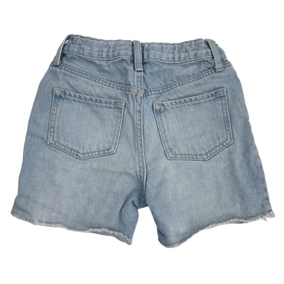 Old Navy High Rise Slouch Straight Light Wash Cut Off Shorts Youth Girls Size 7 - Picture 2 of 4